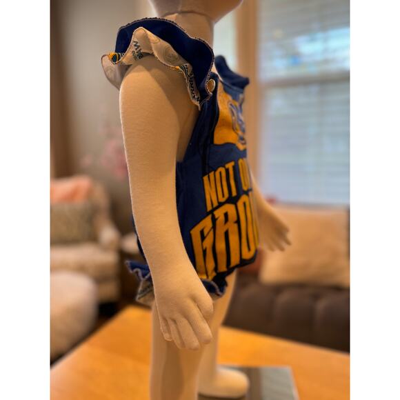 NEW Upcycled Warriors Basketball Baby Bubble Romper Bubble Romper 6m  QUICK SHIP - Picture 2 of 7